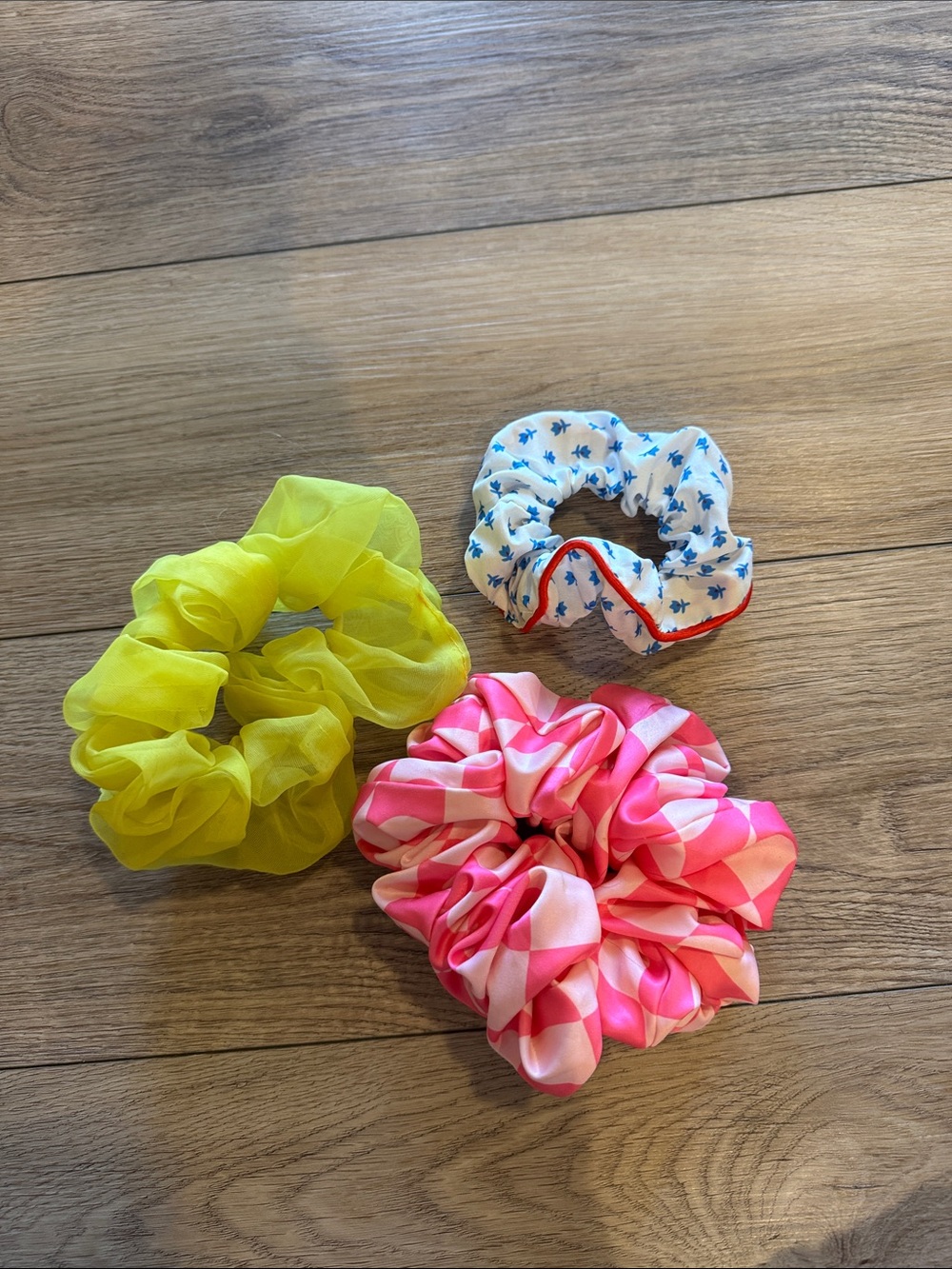 Hair Scrunchie Pack - Pink, Yellow & White Floral